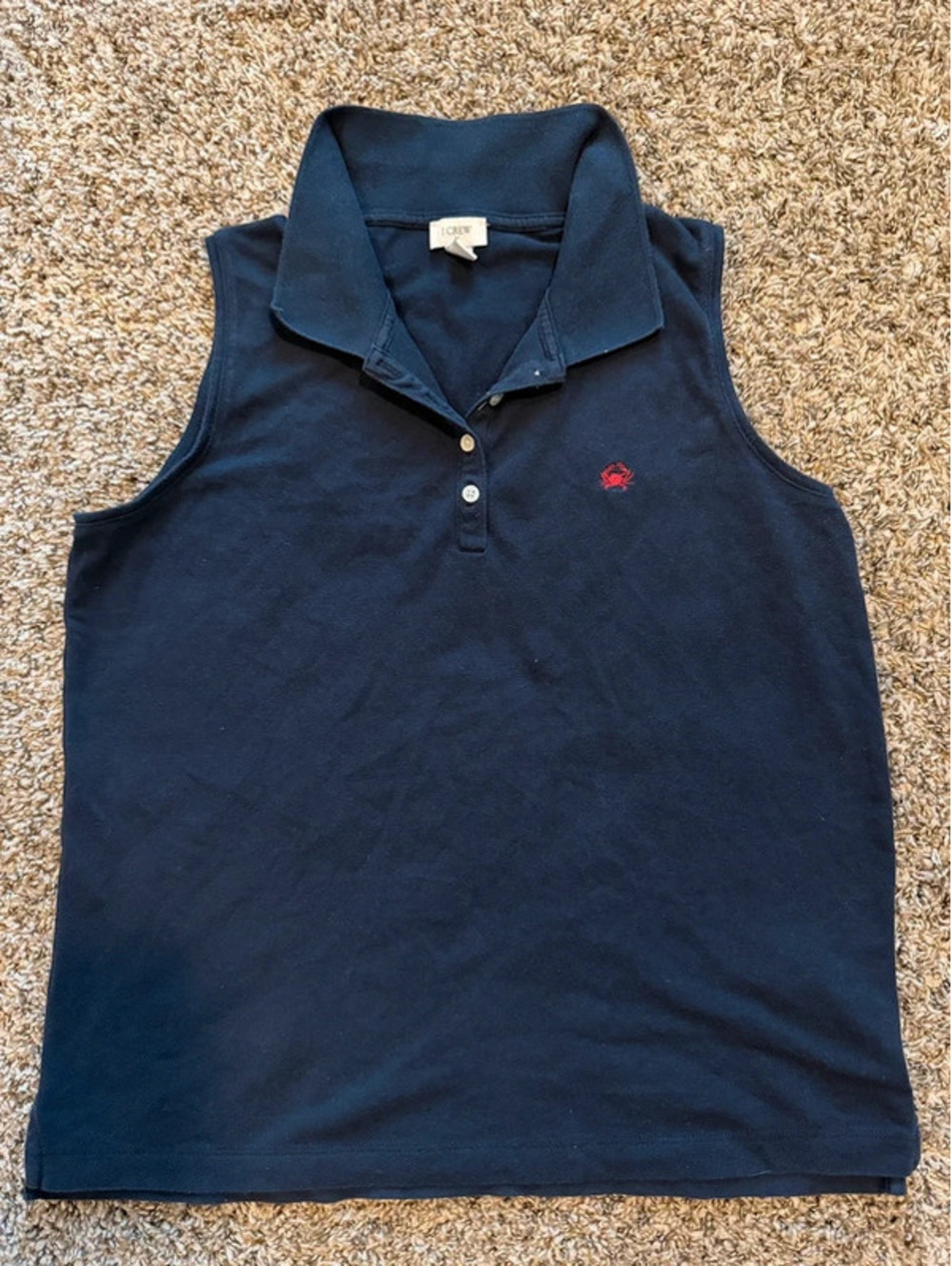 J.Crew Navy Polo Sleeveless Polo Women’s Medium Golf Pickleball Navy Blue crabs!